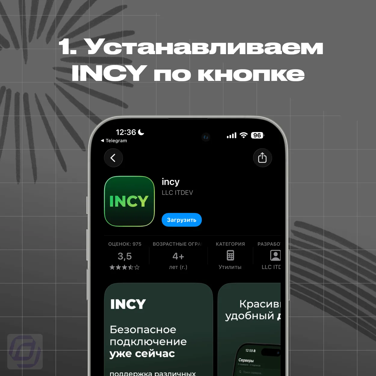 Установка приложения INCY из App Store